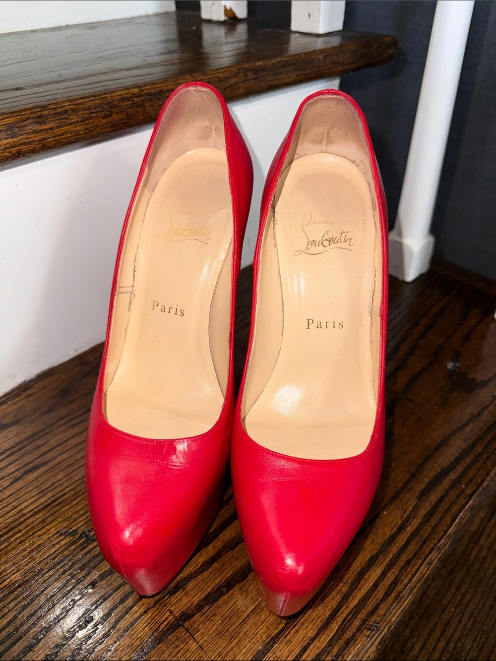 Christian Louboutin Red Leather Pointed Toe Pumps
